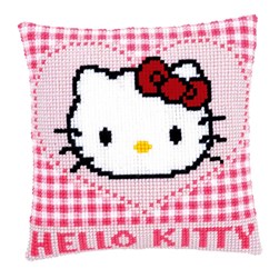 Coussin point de croix Vervaco Coeur vichy Hello Kitty