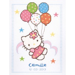 kit Point de croix Vervaco Hello Kitty et les ballons dans les étoiles