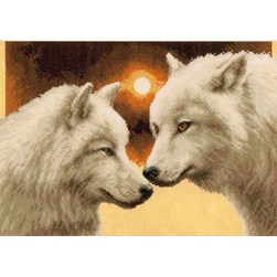 kit Point de croix Vervaco Loups blancs au clair de lune