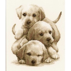 kit Point de croix Vervaco Trois chiots labradors