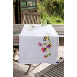 kit Chemin de Table - Broderie Traditionnelle Vervaco La mésanges aux violettes
