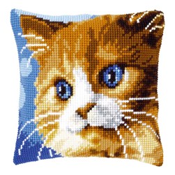 Coussin point de croix Vervaco Le chat aux yeux azur