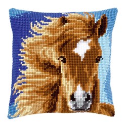 Coussin point de croix Vervaco Cheval crinière au vent