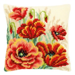 Coussin point de croix Vervaco Rouge vif des pavots