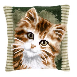Coussin point de croix Vervaco coucou le chat