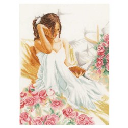 kit Point de croix Lanarte Moment de lecture sur lin