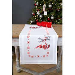 kit Chemin De Table - Broderie Point de Croix imprimée Vervaco Le lutin rouge