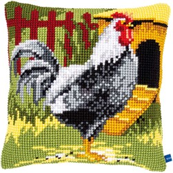 Coussin point de croix Vervaco Le coq du poulailler