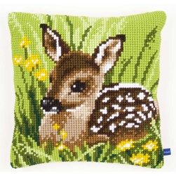Coussin point de croix Vervaco Le petit faon dans la prairie