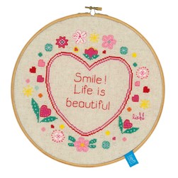 kit Point de croix Lief By Vervaco Sourire fleuri