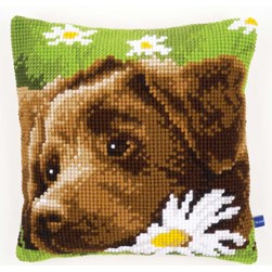 Coussin point de croix Vervaco labrador brun