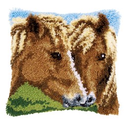 Coussins Point Noue Vervaco Chevaux jumeaux