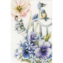 kit Point de croix Lanarte Douces mésanges sur toile étamine