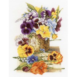 kit Point de croix Lanarte Pensées multiples