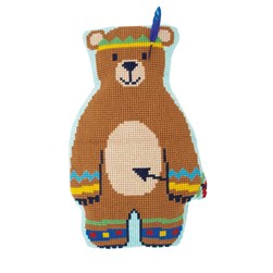 Coussin point de croix Vervaco L'ours brun joue aux indiens