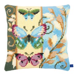 Coussin point de croix Vervaco Papillons pastels 2