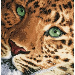 kit Point de croix Lanarte Portrait de léopard sur étamine