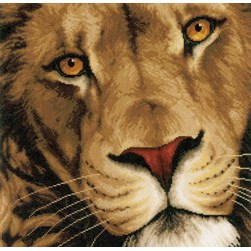 kit Point de croix Lanarte Portrait de lion sur étamine