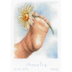 Broderie naissance Vervaco Petit peton à la margueritte