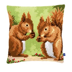 Coussin point de croix Vervaco Les écureuils et les noisettes