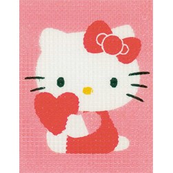 kit Canevas - Gros trous Vervaco Hello Kitty et mon coeur