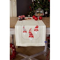 kit Chemin De Table - Broderie Point de Croix imprimée Vervaco Lutins de noël