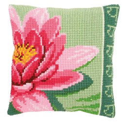 Coussin point de croix Vervaco Fleur de nénuphare rose