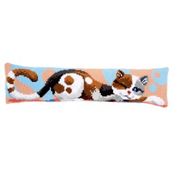 Coussin Bas De Porte au point de croix Vervaco Clin d'oeil du chat