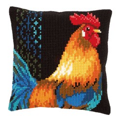 Coussin point de croix Vervaco Le coq au plumage nacré