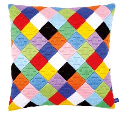 Coussin Point Lancé Vervaco Losanges coloréss