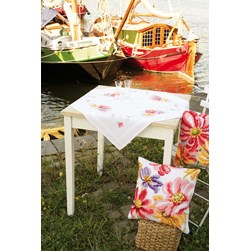 kit Nappe - Broderie Point de Croix imprimée Vervaco Explosion de couleurs florales