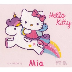Broderie naissance Vervaco Kitty et sa licorne