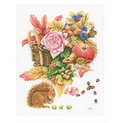 kit Point de croix Lanarte L'écureuil et panier gourmand