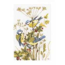 kit Point de croix Lanarte 3 Mésanges sur la branche