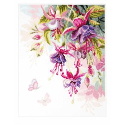 kit Point de croix Vervaco Fushias aquarelle