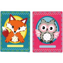 kit Cartes à broder enfant Vervaco Les petits hibou et renard-Lot de 2