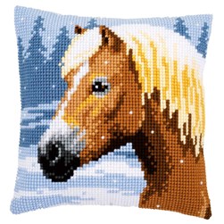 Coussin point de croix Vervaco Cheval sous la neige