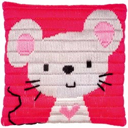 Coussin Point Lancé Vervaco La souris au grand coeur