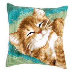 Coussin point de croix Vervaco Mon petit chat calin