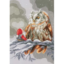 kit Point de croix Vervaco Un lutin de noël et le hibou