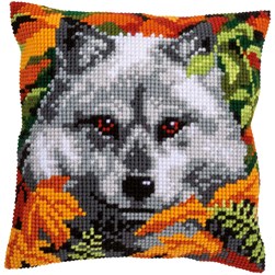Coussin point de croix Vervaco Loup d'automne