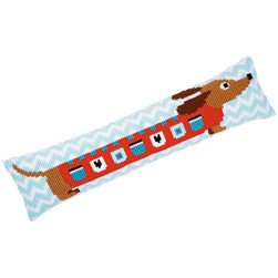 Coussin Bas De Porte au point de croix Vervaco Le long basset