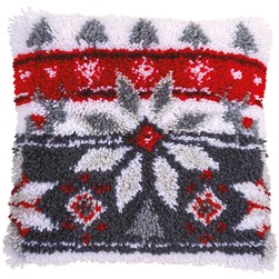 Coussins Point Noue Vervaco Frise grise et rouge