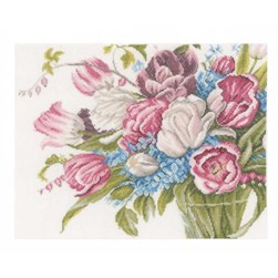 kit Point de croix Lanarte Les tulipes pastels