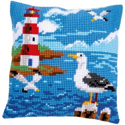 Coussin point de croix Vervaco Les mouettes du phare