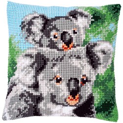 Coussin point de croix Vervaco La famille de koala