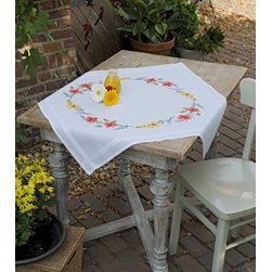 kit Nappe - Broderie Point de Croix imprimée Vervaco Fleurs et lavande