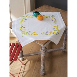 kit Nappe - Broderie Traditionnelle Vervaco Fleurs d'or aux papillons