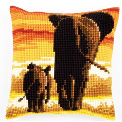 Coussin point de croix Vervaco Le départ des éléphants