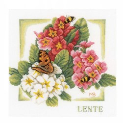 kit Point de croix Lanarte Les fleurs aux papillons